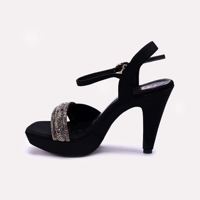 Black Pointed Heel Sandals 0421452