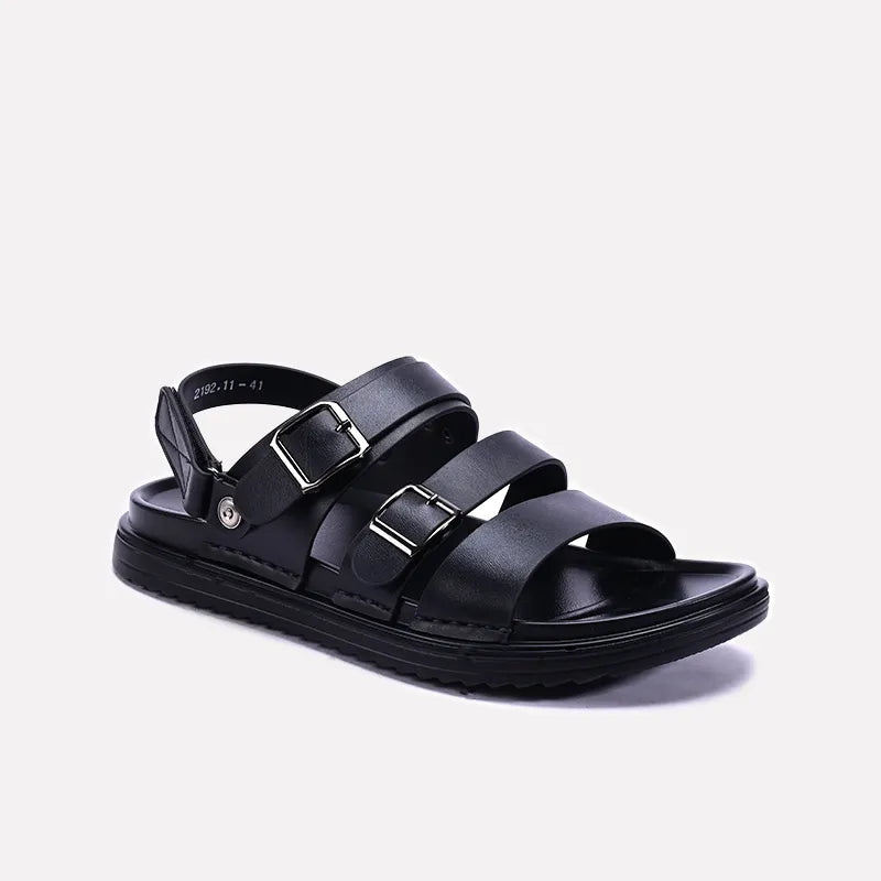 Black Soft Buckle Sandals For Men 0141014