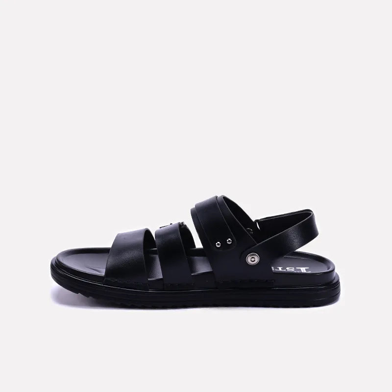 Black Soft Buckle Sandals For Men 0141014