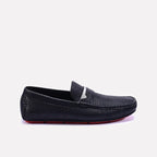 Black Textured Loafers Men 0130937