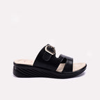 Black Wedge Slippers