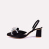 blossom black fancy heel pumps for women