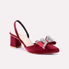 blossom maroon fancy heel pumps