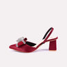 blossom maroon fancy heel pumps for women