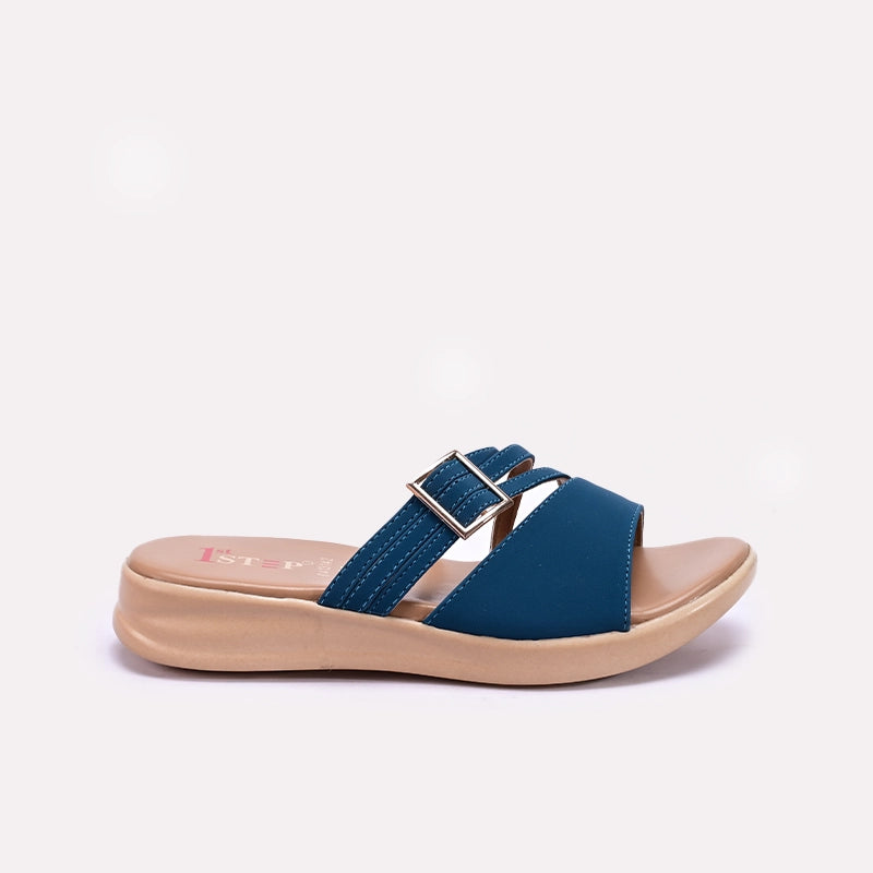 Womens Blue Casual Slippers