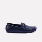 Blue Perforated Buckle Loafers 0130951