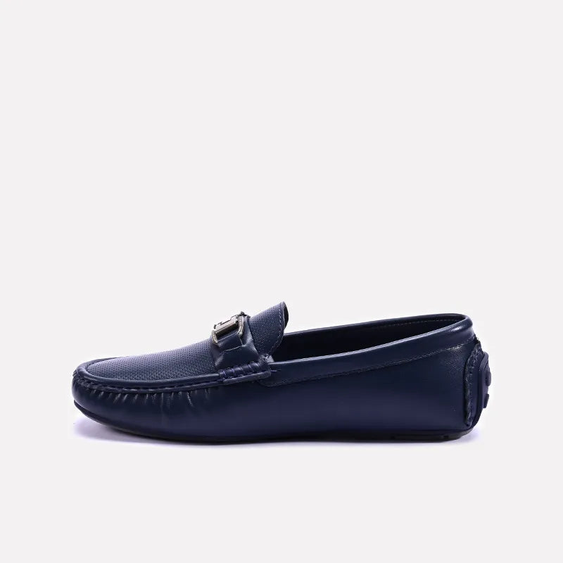 Blue Perforated Buckle Loafers 0130951