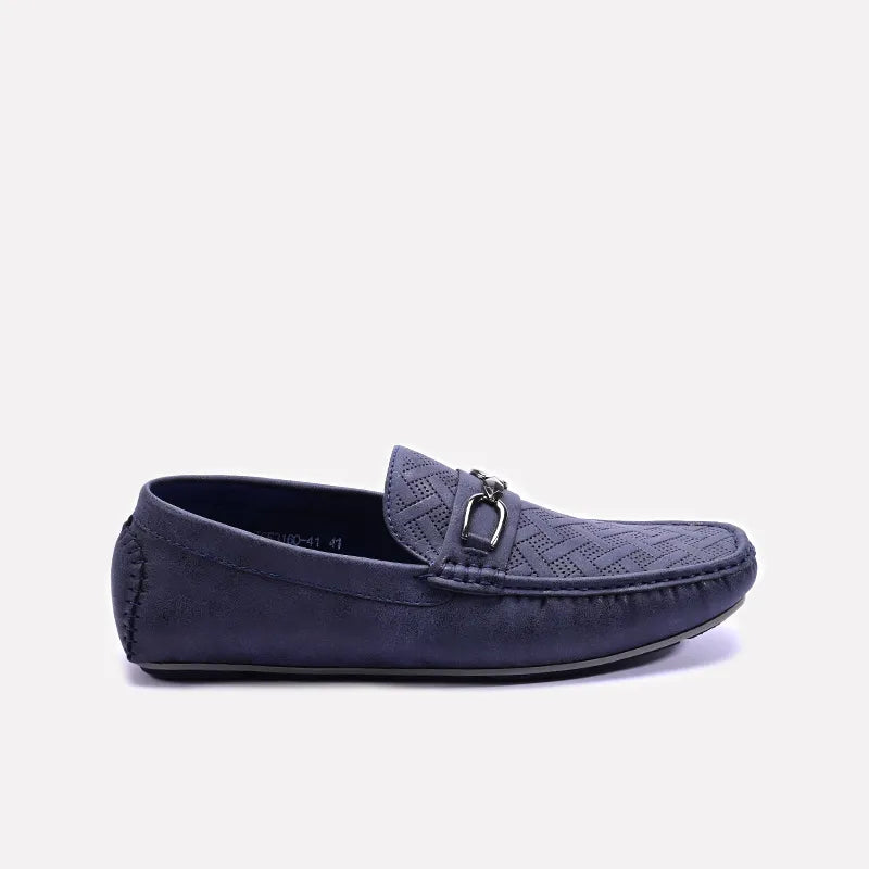 Blue Perforated Horsebit Loafers 0130941