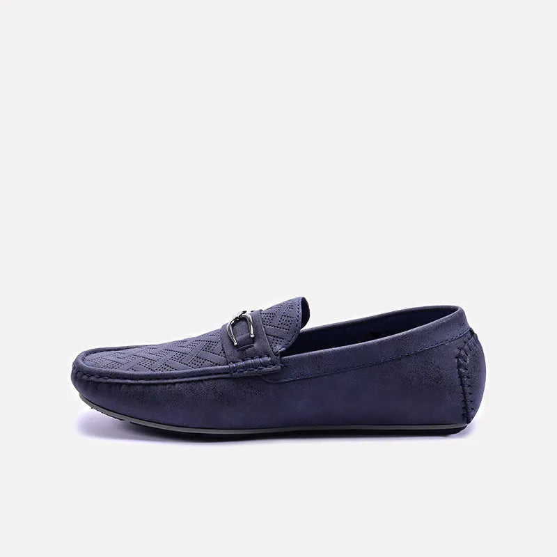 Blue Perforated Horsebit Loafers 0130941