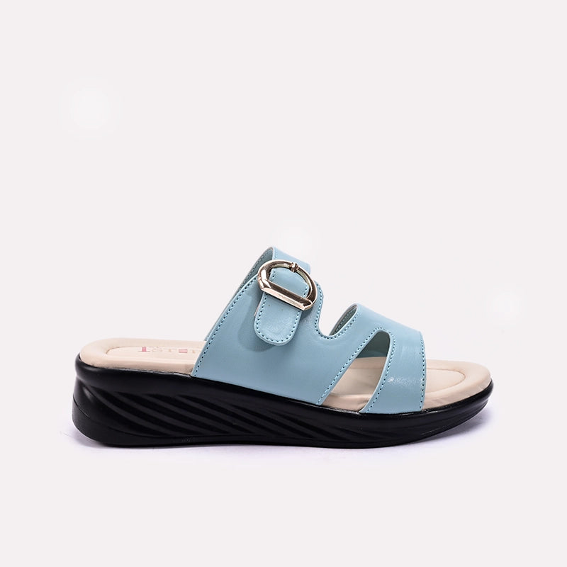 Blue Wedge Slippers