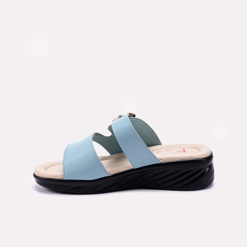 Blue Wedge Slippers for Women