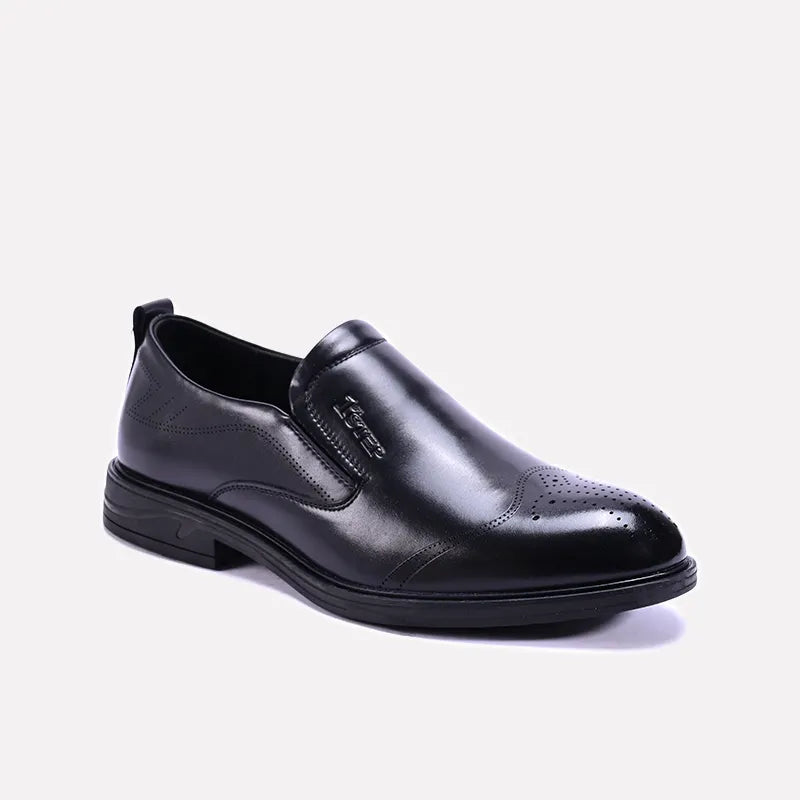 bramley black slip on formal shoes