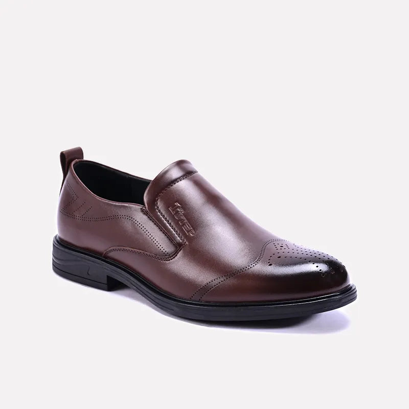 bramley brown slip on formal shoes