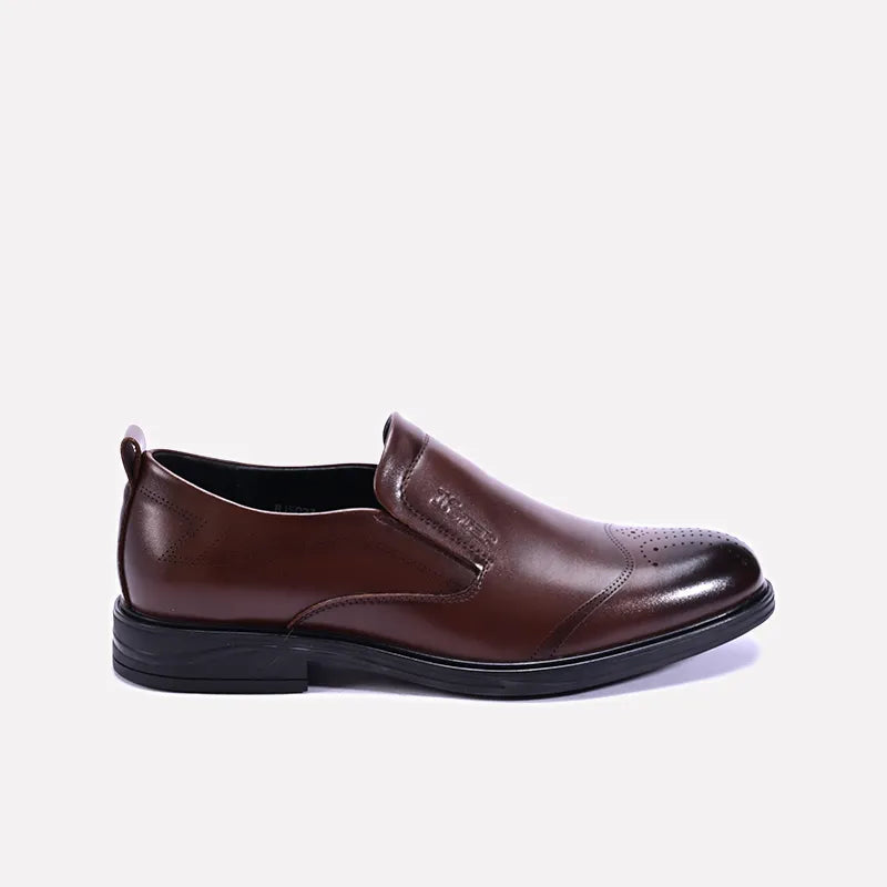 bramley mens brown slip on formal shoes
