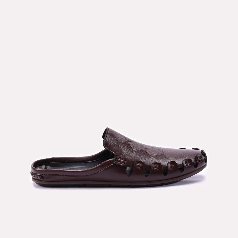 Mens Brown Back Open Loafers