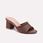 Brown Block Heel Casual Slippers