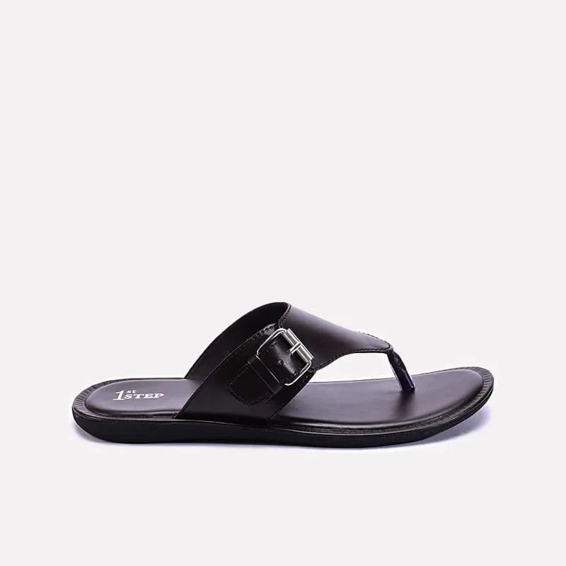 mens brown casual strap slides