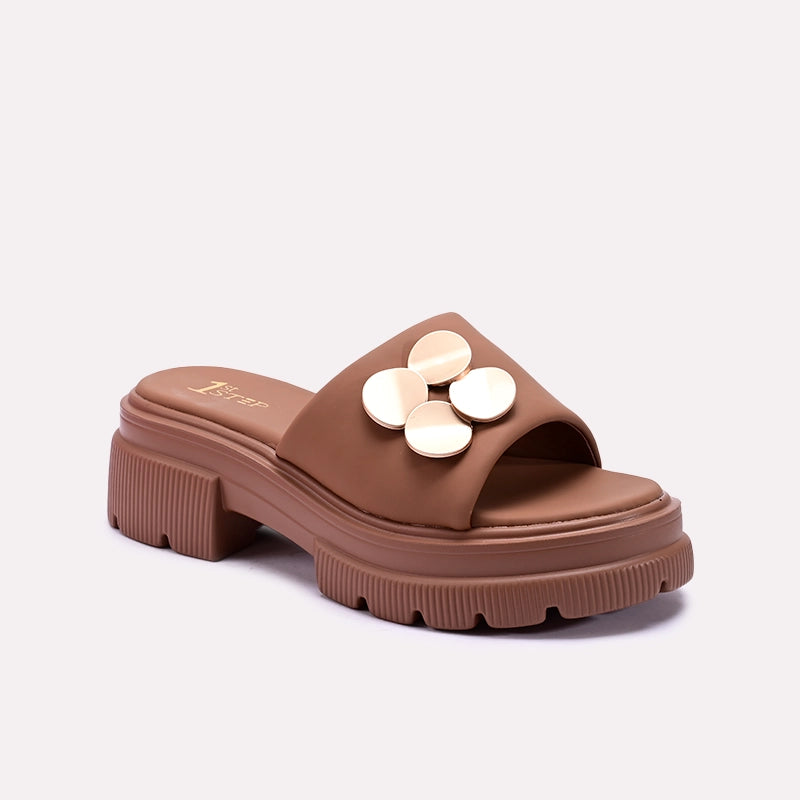 Brown Chunky Casual Slippers 0413198