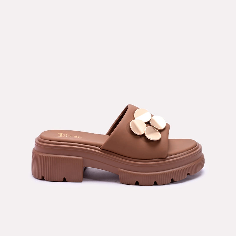 Brown Chunky Casual Slippers 0413198