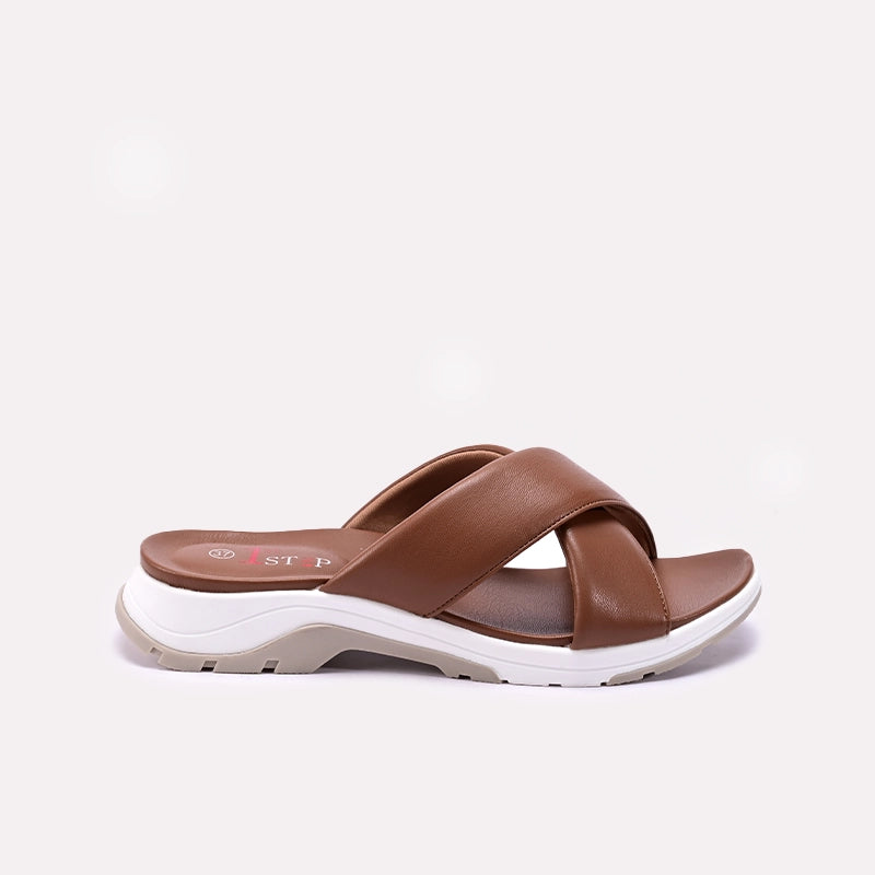 Womens Brown Comfy Casual Slippers