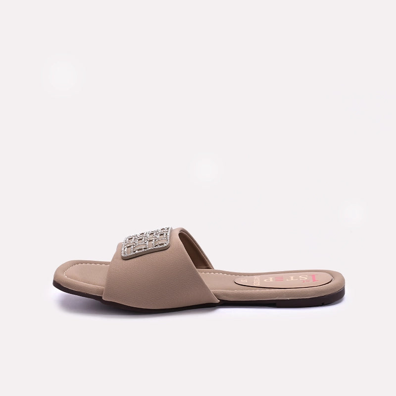 Brown Fancy Flat Slippers for Women