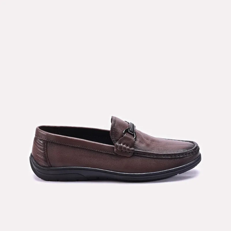 Mens Brown Horsebit Comfy Loafers