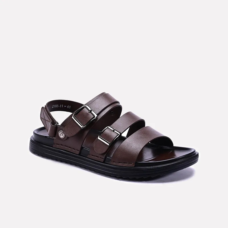 Brown Soft Buckle Sandals For Men 0141014