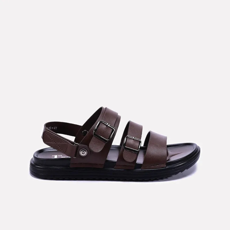 Brown Soft Buckle Sandals For Men 0141014