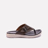 brown stylish flip flops for men