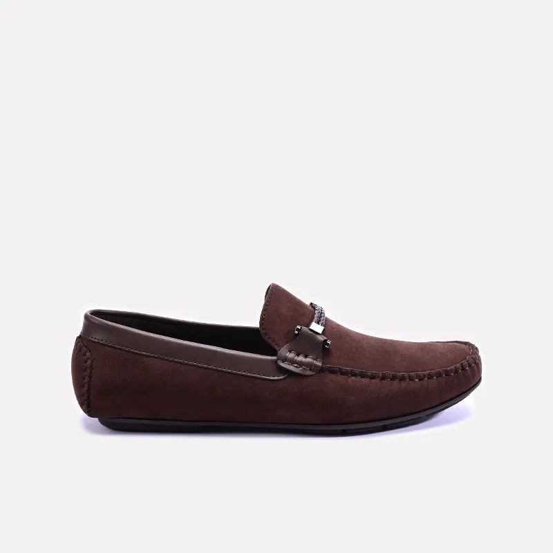 Brown Velvet Loafers Men 0130789