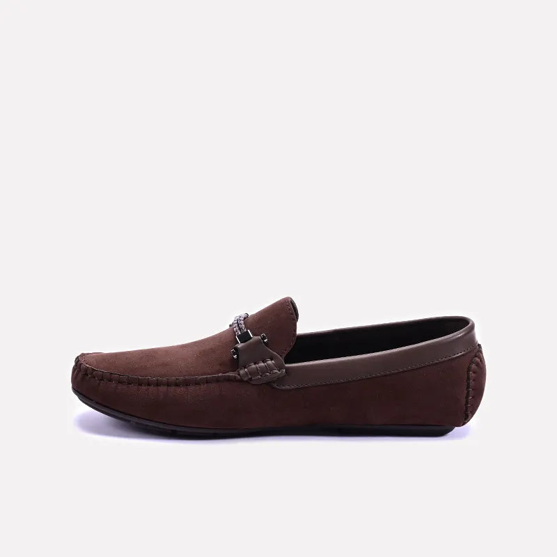 Brown Velvet Loafers Men 0130789