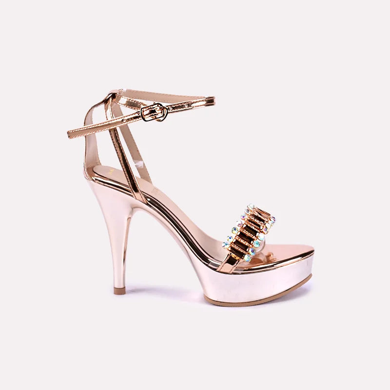 calista women peach glossy bridal sandals