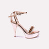 calista women peach glossy bridal sandals