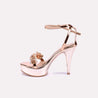 calista peach glossy bridal sandals for women