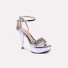 calista silver glossy bridal sandals