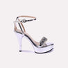 calista women silver glossy bridal sandals