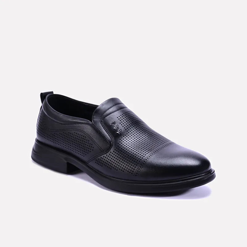 camden black slip on perforated dress shoes