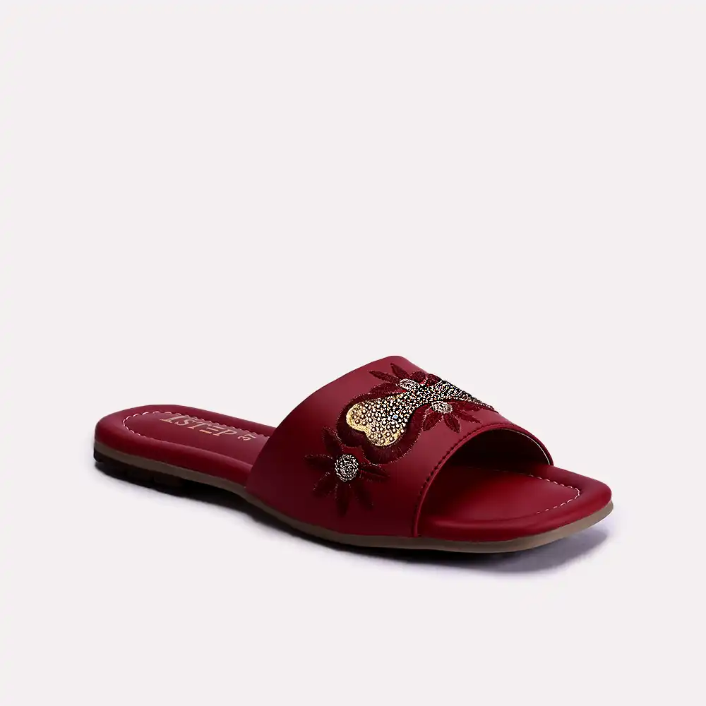 Camila Maroon Fancy Slippers 0412341 1st Step Shoes Bags