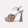 cara gold high heel sandals for women