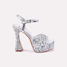 cara silver high heel sandals for women