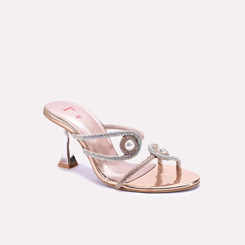 charm peach bridal heel slippers