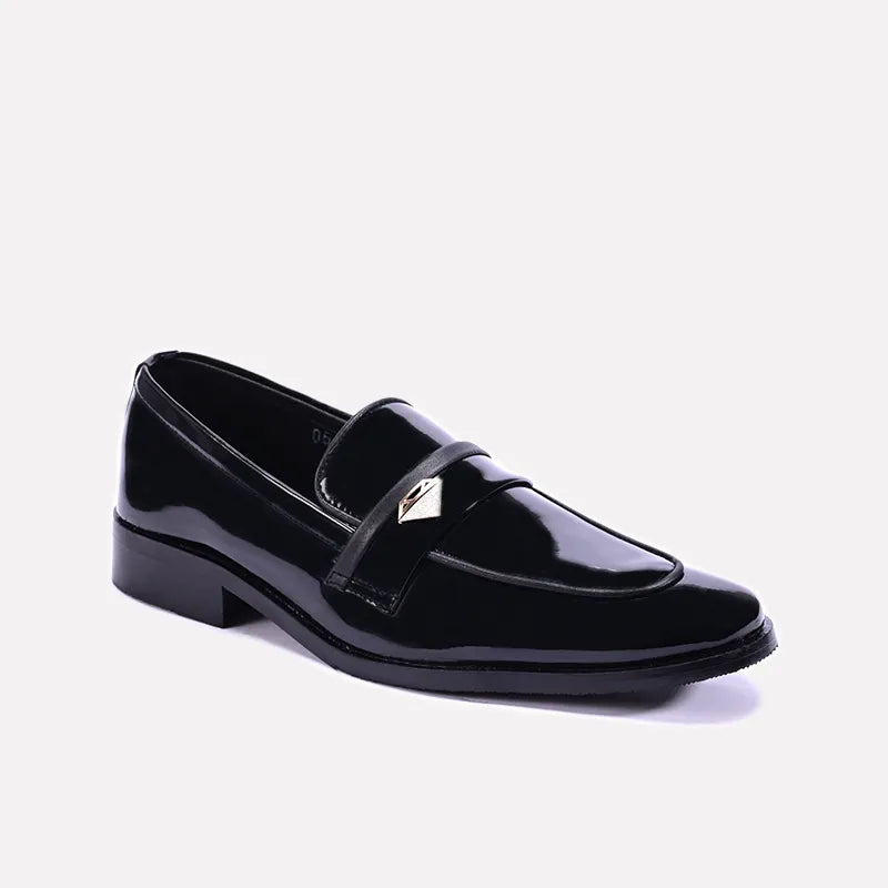 chesterfield black slip on formal loafers