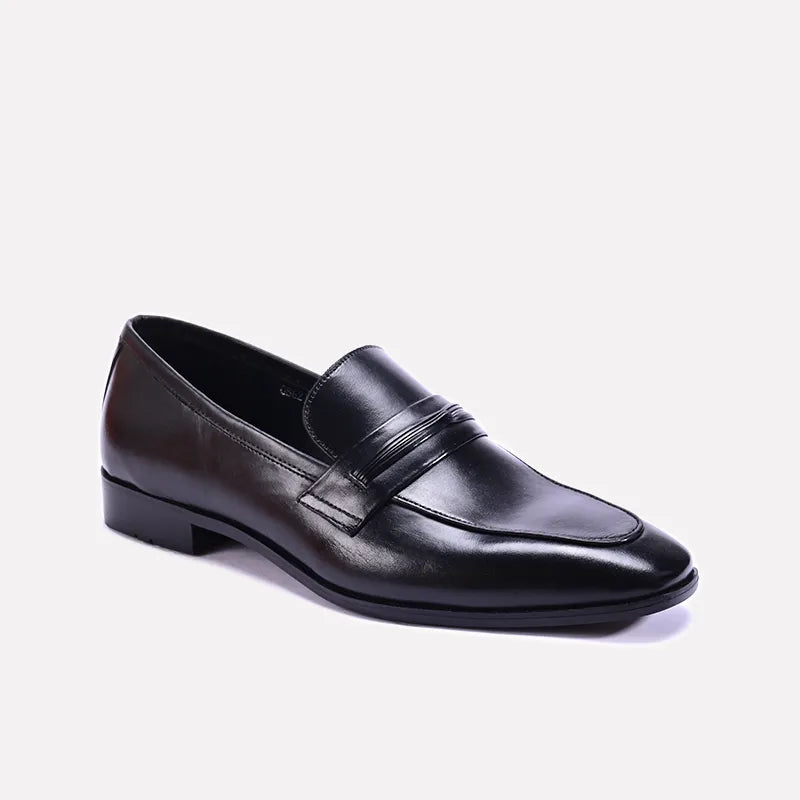 clarendon black formal slip on shoes