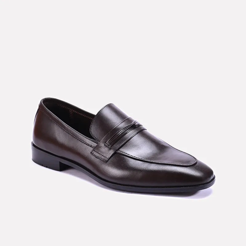 clarendon brown formal slip on shoes
