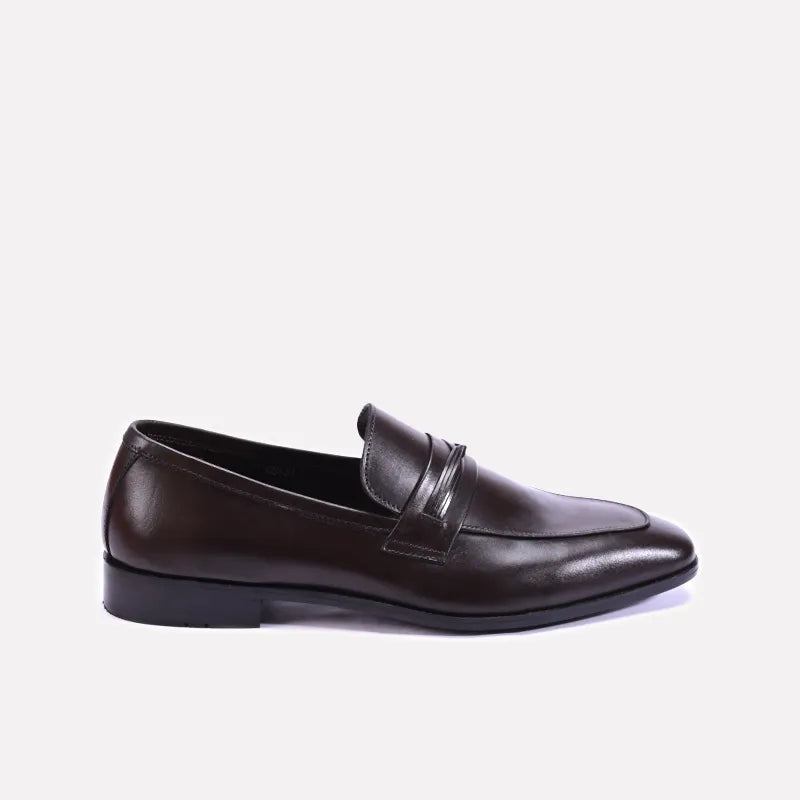 clarendon mens brown formal slip on shoes