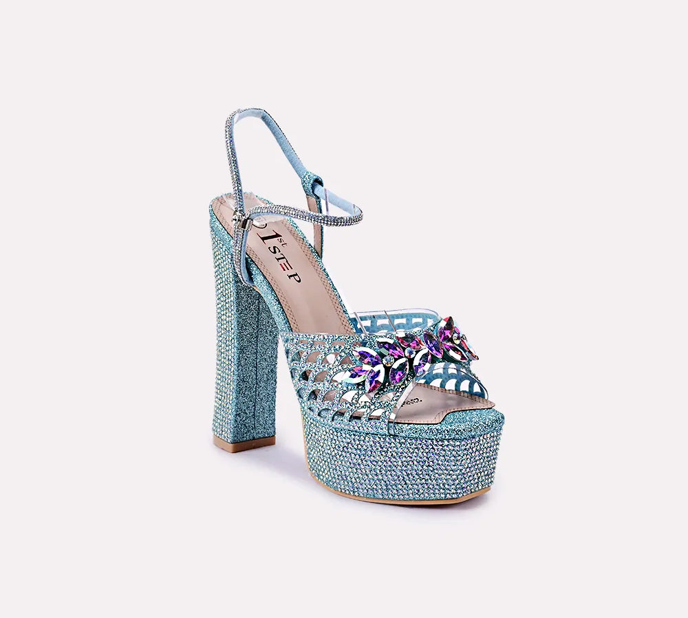 clementine blue high heel sandals