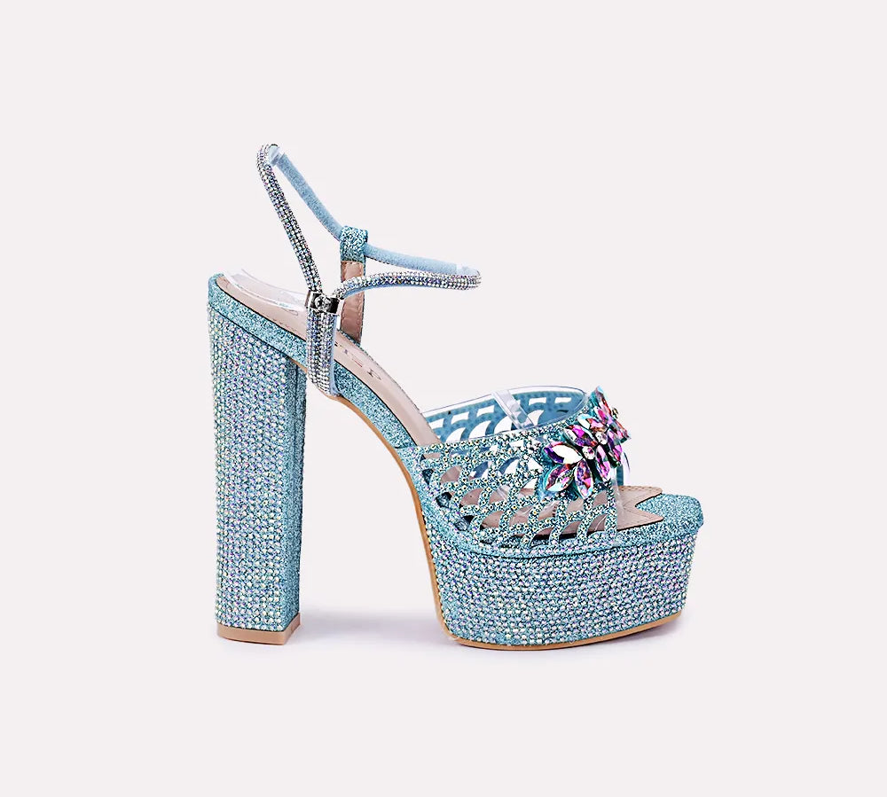 clementine women blue high heel sandals