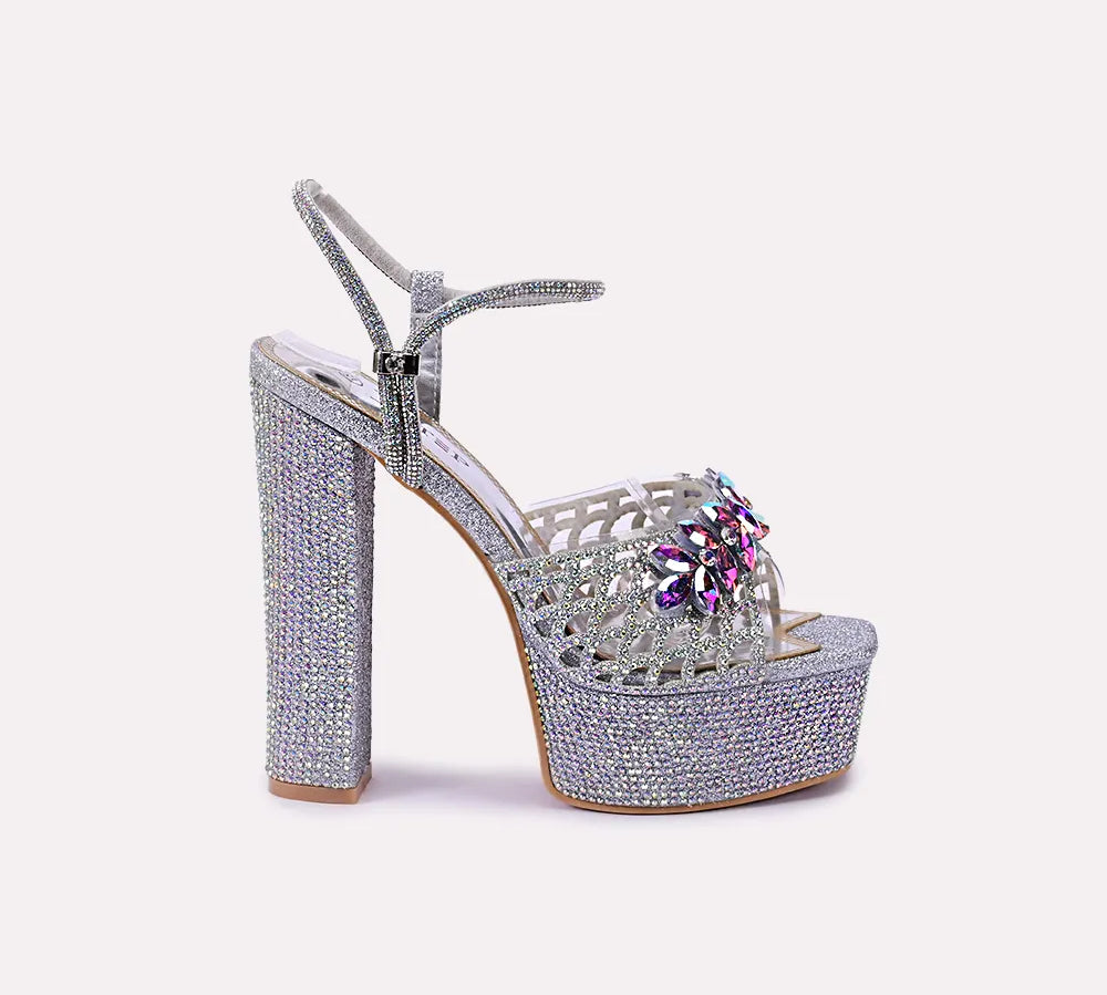 clementine women silver high heel sandals