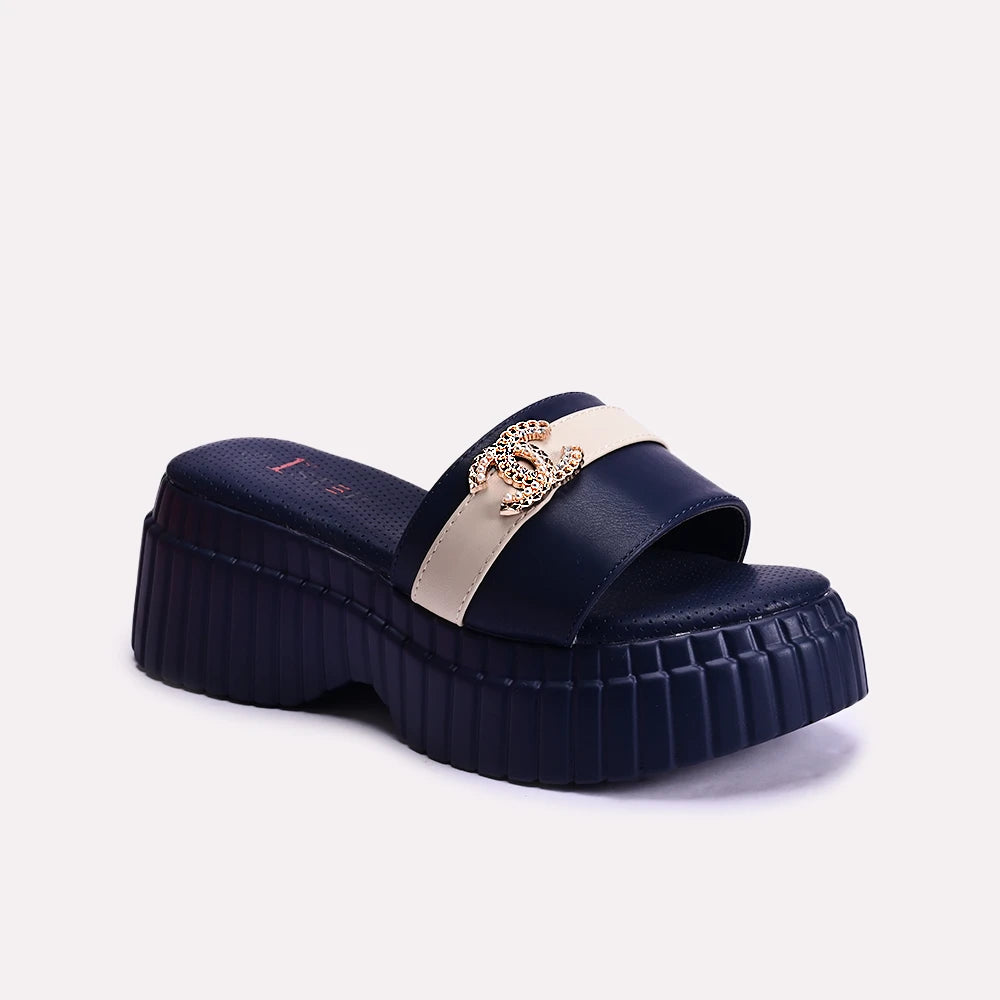 cora blue chunky slippers