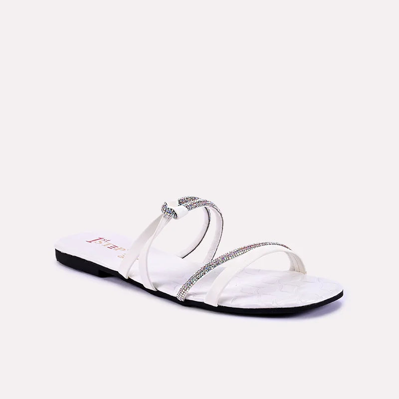 cressida white flat slippers